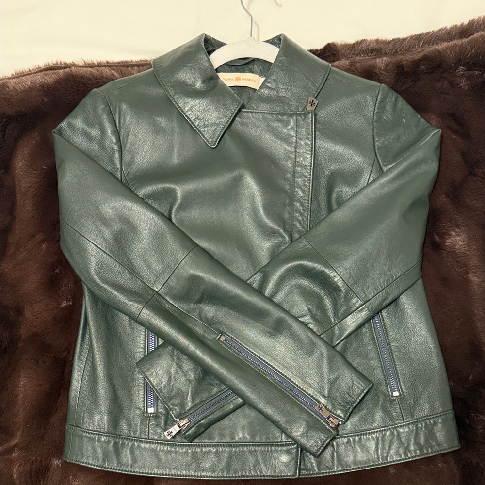 Tory Burch Teal Leather Jacket